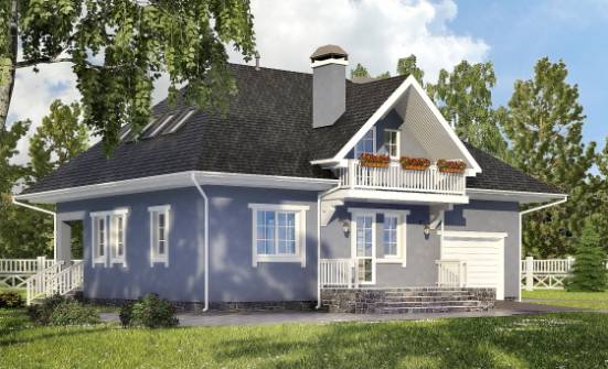 200-001-П Проект двухэтажного дома мансардой и гаражом, средний загородный дом из бризолита Грозный | Проекты домов от House Expert