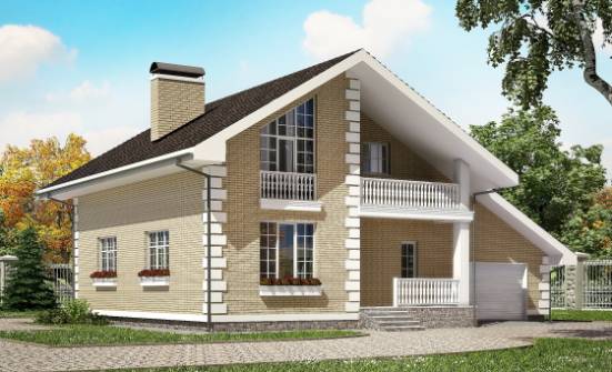 190-005-П Проект двухэтажного дома с мансардой, гараж, классический загородный дом из твинблока Гудермес | Проекты домов от House Expert