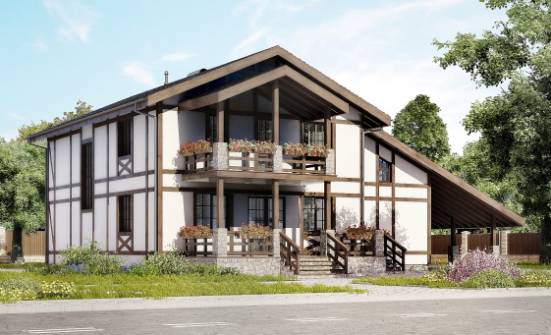 250-002-Л Проект двухэтажного дома мансардой, гараж, красивый загородный дом из кирпича Гудермес | Проекты домов от House Expert