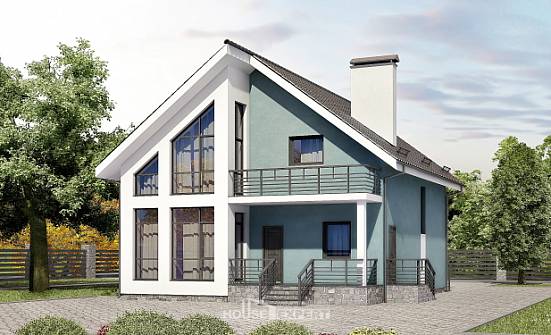 170-006-П Проект двухэтажного дома мансардой, экономичный загородный дом из газобетона Гудермес | Проекты домов от House Expert