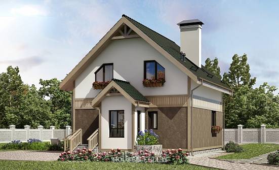 105-001-Л Проект двухэтажного дома с мансардой, современный домик из теплоблока Гудермес | Проекты домов от House Expert