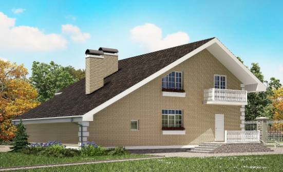 190-005-П Проект двухэтажного дома с мансардой, гараж, классический загородный дом из твинблока Гудермес | Проекты домов от House Expert