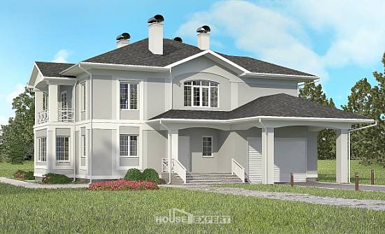 360-001-П Проект двухэтажного дома и гаражом, большой коттедж из кирпича Грозный | Проекты домов от House Expert
