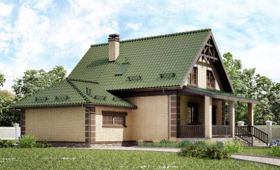 160-007-П Проект двухэтажного дома с мансардой, гараж, простой коттедж из арболита Гудермес | Проекты домов от House Expert