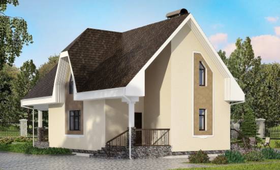 125-001-Л Проект двухэтажного дома с мансардой, простой домик из теплоблока Гудермес | Проекты домов от House Expert