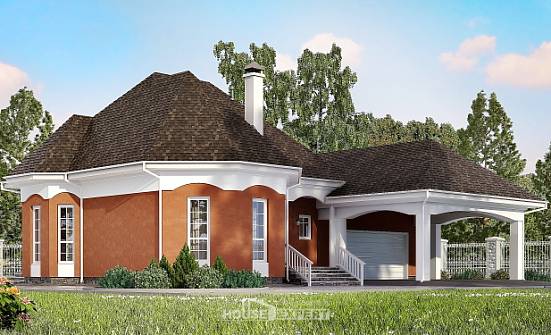 180-007-П Проект двухэтажного дома с мансардой, гараж, скромный домик из бризолита Грозный | Проекты домов от House Expert