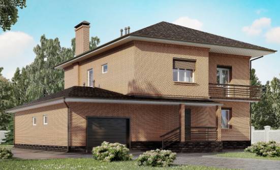 245-003-Л Проект двухэтажного дома, гараж, средний коттедж из кирпича Гудермес | Проекты домов от House Expert