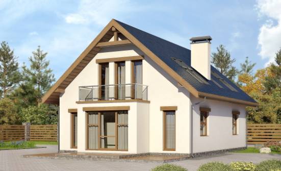 155-012-П Проект двухэтажного дома с мансардой, уютный коттедж из блока Грозный | Проекты домов от House Expert
