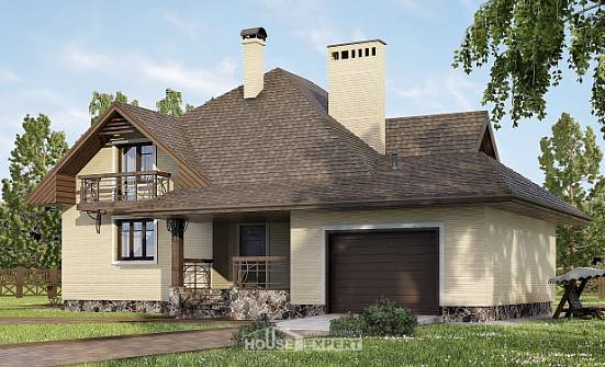 275-003-П Проект двухэтажного дома с мансардой и гаражом, красивый коттедж из кирпича Грозный | Проекты домов от House Expert