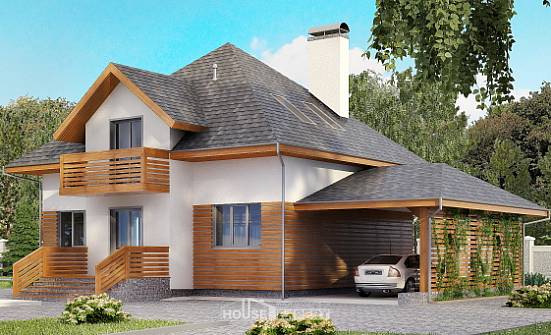 155-004-П Проект двухэтажного дома мансардой, гараж, небольшой домик из бризолита Грозный | Проекты домов от House Expert