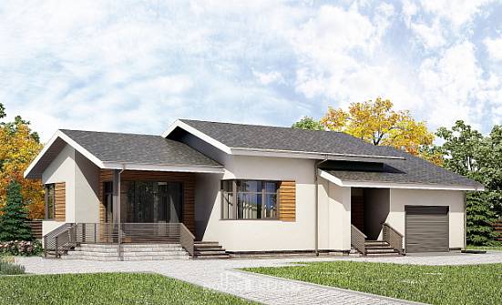 135-002-П Проект одноэтажного дома, гараж, уютный домик из керамзитобетонных блоков Грозный | Проекты домов от House Expert