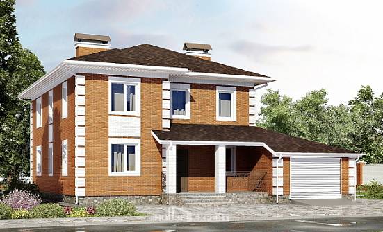 220-004-Л Проект двухэтажного дома и гаражом, классический коттедж из кирпича Грозный | Проекты домов от House Expert