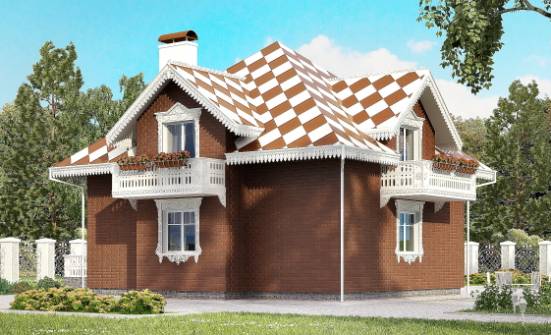 155-003-Л Проект двухэтажного дома с мансардой и гаражом, красивый загородный дом из твинблока Грозный | Проекты домов от House Expert