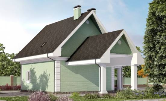 140-003-Л Проект двухэтажного дома мансардой, гараж, уютный домик из пеноблока Гудермес | Проекты домов от House Expert