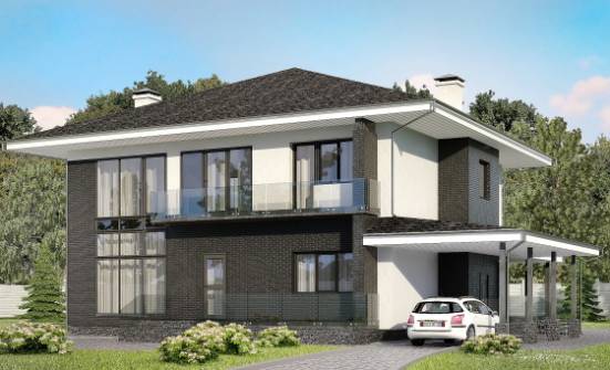 245-002-П Проект двухэтажного дома, гараж, классический домик из пеноблока Гудермес | Проекты домов от House Expert