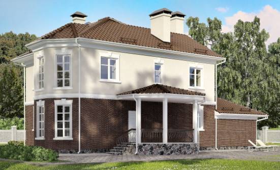 190-002-Л Проект двухэтажного дома и гаражом, средний загородный дом из пеноблока Гудермес | Проекты домов от House Expert