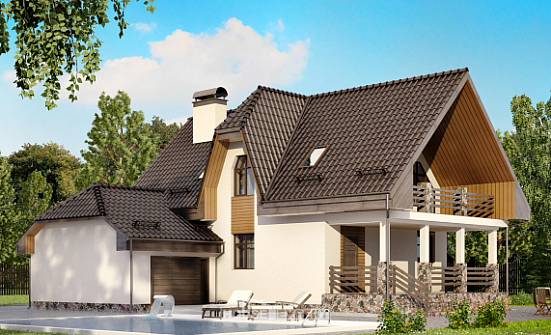 150-001-Л Проект двухэтажного дома с мансардой, гараж, красивый коттедж из керамзитобетонных блоков Гудермес | Проекты домов от House Expert