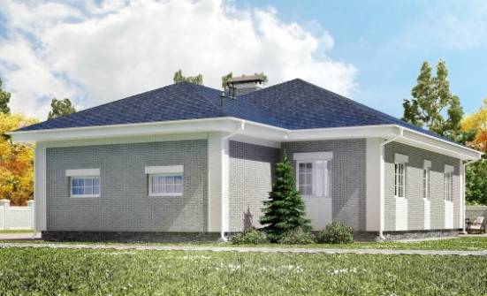 130-002-П Проект одноэтажного дома, гараж, недорогой домик из бризолита Гудермес | Проекты домов от House Expert