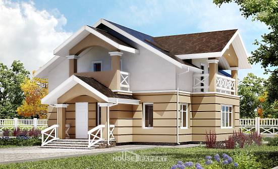 155-009-П Проект двухэтажного дома с мансардой, доступный домик из газосиликатных блоков Грозный | Проекты домов от House Expert