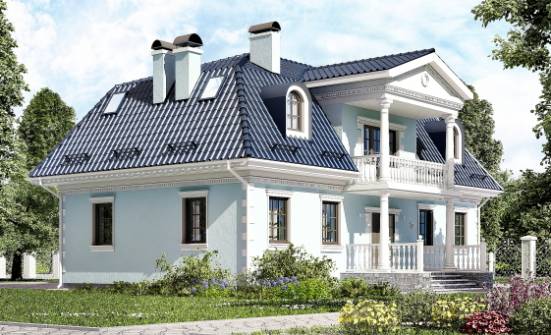 210-004-Л Проект двухэтажного дома мансардный этаж, классический загородный дом из арболита Гудермес | Проекты домов от House Expert