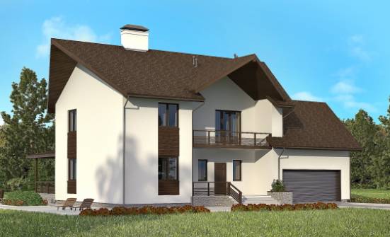 300-002-П Проект двухэтажного дома с мансардным этажом, гараж, большой домик из газобетона Грозный | Проекты домов от House Expert