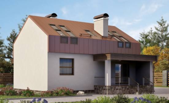 120-004-Л Проект двухэтажного дома с мансардой, бюджетный домик из теплоблока Грозный | Проекты домов от House Expert
