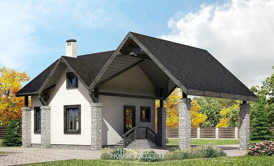 060-001-П Проект двухэтажного дома мансардой и гаражом, скромный дом из газобетона Грозный | Проекты домов от House Expert