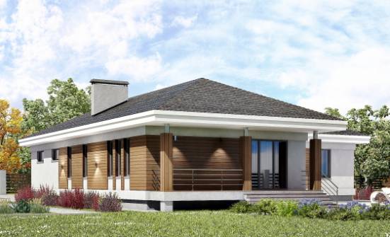 165-001-П Проект одноэтажного дома и гаражом, недорогой загородный дом из теплоблока Грозный | Проекты домов от House Expert