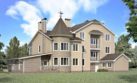555-001-Л Проект трехэтажного дома мансардой и гаражом, современный коттедж из бризолита Гудермес | Проекты домов от House Expert