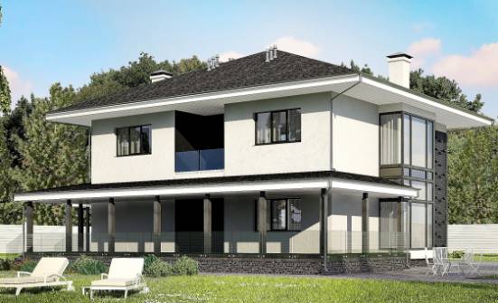 245-002-П Проект двухэтажного дома, гараж, классический домик из пеноблока Гудермес | Проекты домов от House Expert