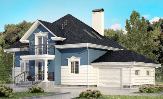 180-002-П Проект двухэтажного дома мансардой, гараж, красивый загородный дом из кирпича Гудермес | Проекты домов от House Expert