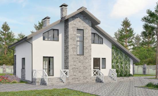 180-017-Л Проект двухэтажного дома мансардой, гараж, простой коттедж из арболита Гудермес | Проекты домов от House Expert