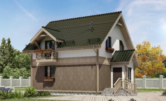 105-001-Л Проект двухэтажного дома с мансардой, современный домик из теплоблока Гудермес | Проекты домов от House Expert