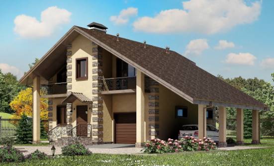 150-003-П Проект двухэтажного дома с мансардой, гараж, компактный дом из бризолита Гудермес | Проекты домов от House Expert