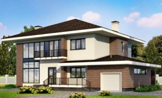 275-002-П Проект двухэтажного дома и гаражом, современный дом из кирпича Гудермес | Проекты домов от House Expert