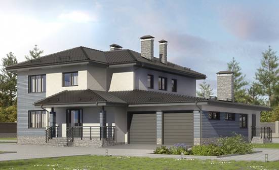 340-005-П Проект двухэтажного дома, гараж, просторный коттедж из твинблока Гудермес | Проекты домов от House Expert