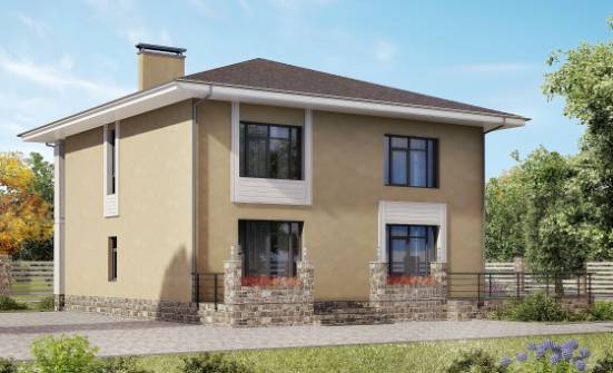 180-015-Л Проект двухэтажного дома, скромный коттедж из блока Гудермес | Проекты домов от House Expert