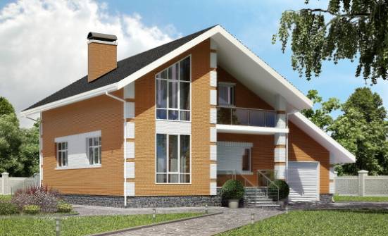 190-006-П Проект двухэтажного дома мансардный этаж, гараж, средний домик из арболита Грозный | Проекты домов от House Expert