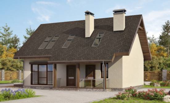 155-012-Л Проект двухэтажного дома мансардой, компактный домик из блока Гудермес | Проекты домов от House Expert