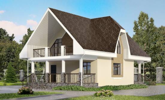 125-001-Л Проект двухэтажного дома с мансардой, простой домик из теплоблока Гудермес | Проекты домов от House Expert