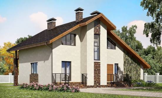 180-008-Л Проект двухэтажного дома с мансардой и гаражом, классический домик из блока Грозный | Проекты домов от House Expert