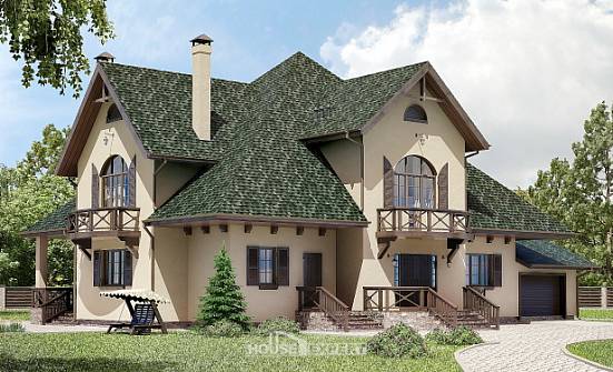 350-001-П Проект двухэтажного дома мансардный этаж и гаражом, классический загородный дом из бризолита Грозный | Проекты домов от House Expert