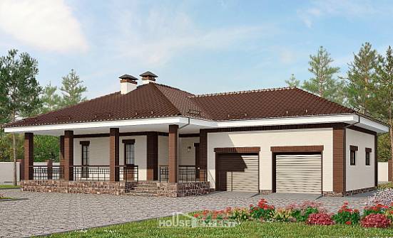 160-015-П Проект одноэтажного дома, гараж, классический коттедж из бризолита Грозный | Проекты домов от House Expert