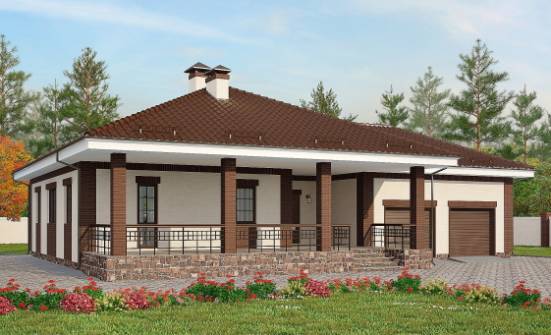 160-015-П Проект одноэтажного дома, гараж, классический коттедж из бризолита Грозный | Проекты одноэтажных домов от House Expert