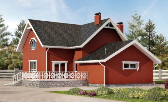 180-013-Л Проект двухэтажного дома с мансардой и гаражом, уютный загородный дом из газобетона Гудермес | Проекты домов от House Expert