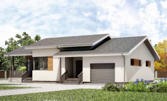 135-002-П Проект одноэтажного дома, гараж, уютный домик из керамзитобетонных блоков Грозный | Проекты одноэтажных домов от House Expert