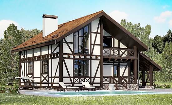 155-002-П Проект двухэтажного дома мансардный этаж и гаражом, компактный дом из бризолита Гудермес | Проекты домов от House Expert