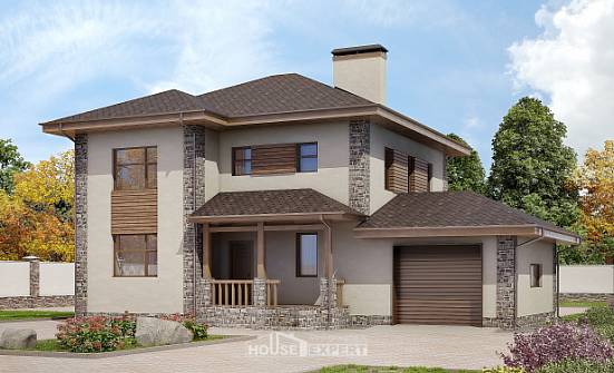 185-004-П Проект двухэтажного дома, гараж, просторный дом из бризолита Грозный | Проекты домов от House Expert