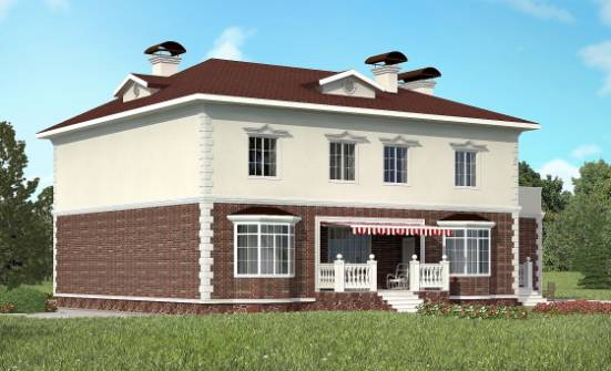 380-001-Л Проект двухэтажного дома, гараж, просторный дом из кирпича Гудермес | Проекты домов от House Expert