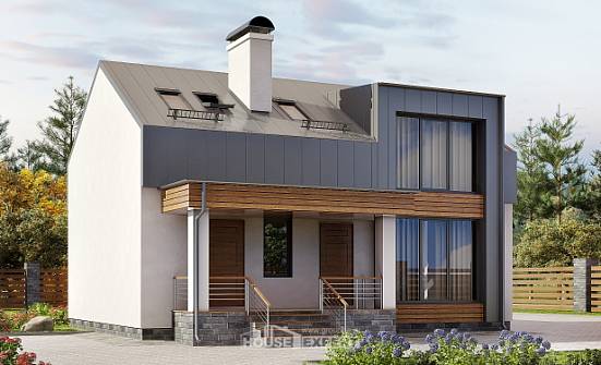 120-004-П Проект двухэтажного дома мансардный этаж, небольшой загородный дом из пеноблока Гудермес | Проекты домов от House Expert